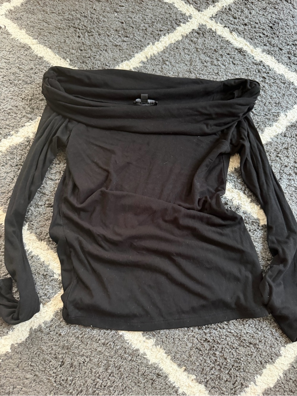Off-Shoulder Long Sleeve Women’s Top - Black